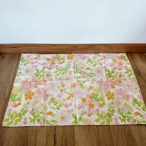 VTG Cannon Pink Green Orange Floral Groovy Pillowcase 30x20‎ 70's Muslin Cotton